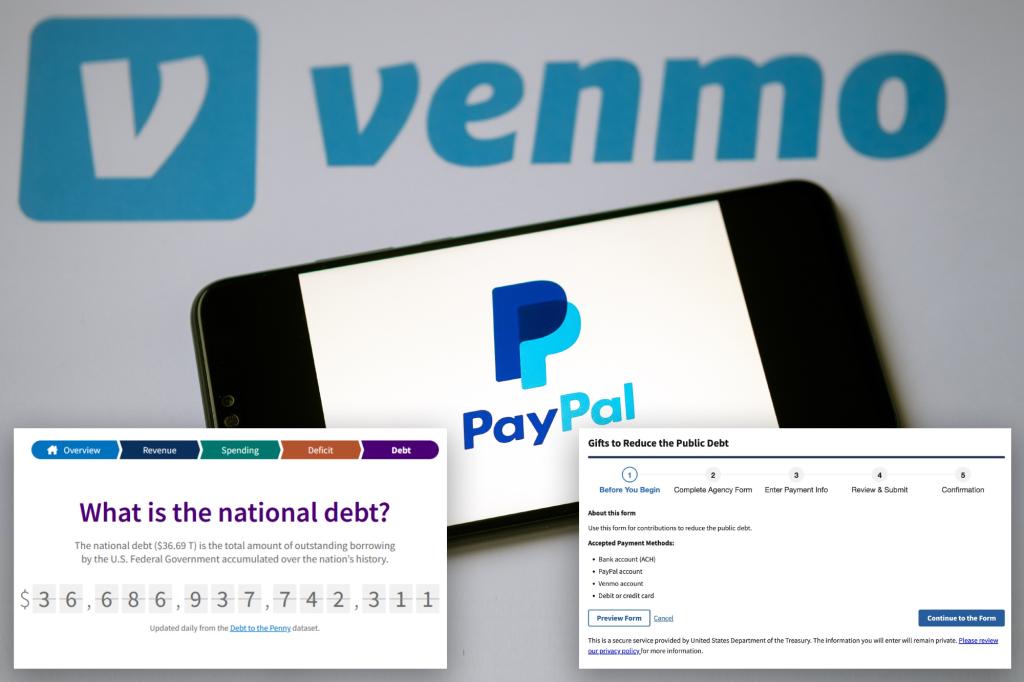Venmo, Paypal users can now send money to the US government to help pay 36.7 national debt