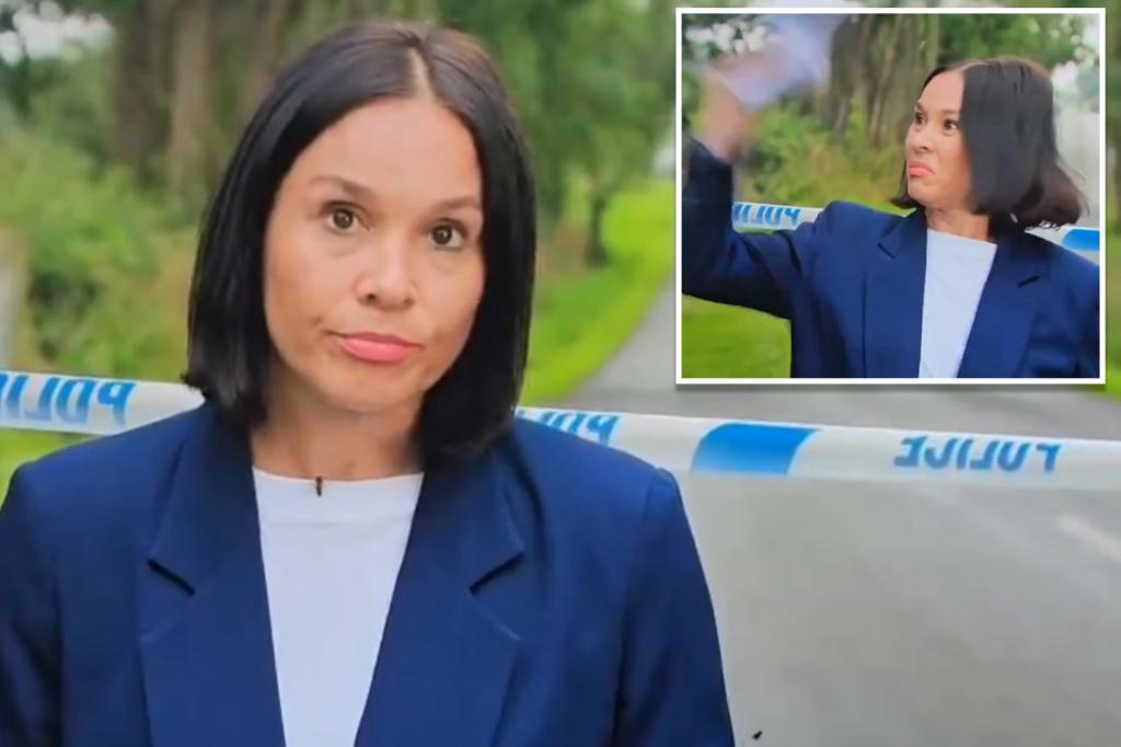 Panic of news correspondents such as waters in her face during direct broadcasting